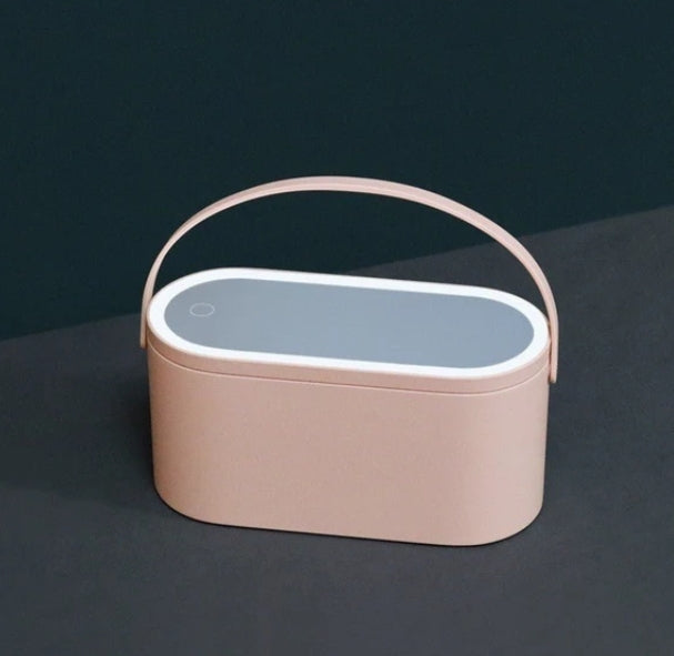 Portable LED Light Storage Box Beauty And Makeup Mirror