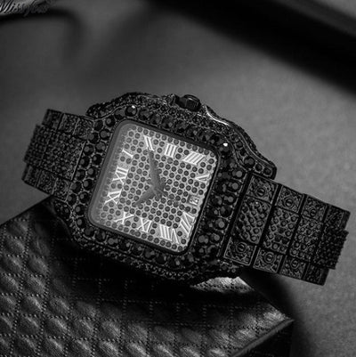 Straight European Hip Hop Diamond Quartz Wrist Watch